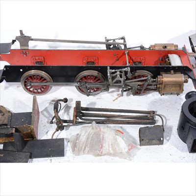 Lot 40 - A part built 3.5 inch gauge model live steam locomotive; most parts appear to be there but is unchecked, comes with a bag of small parts and pieces.