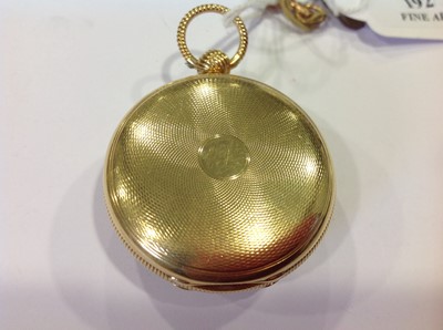 Lot 192 - A small 18 carat yellow gold open face pocket watch