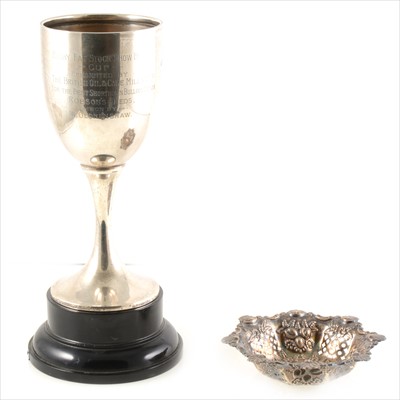 Lot 276 - A silver trophy cup, 'Rugby Fat Stock Show, 1925 Cup, Birmingham 1924, and a silver sweetmeat dish