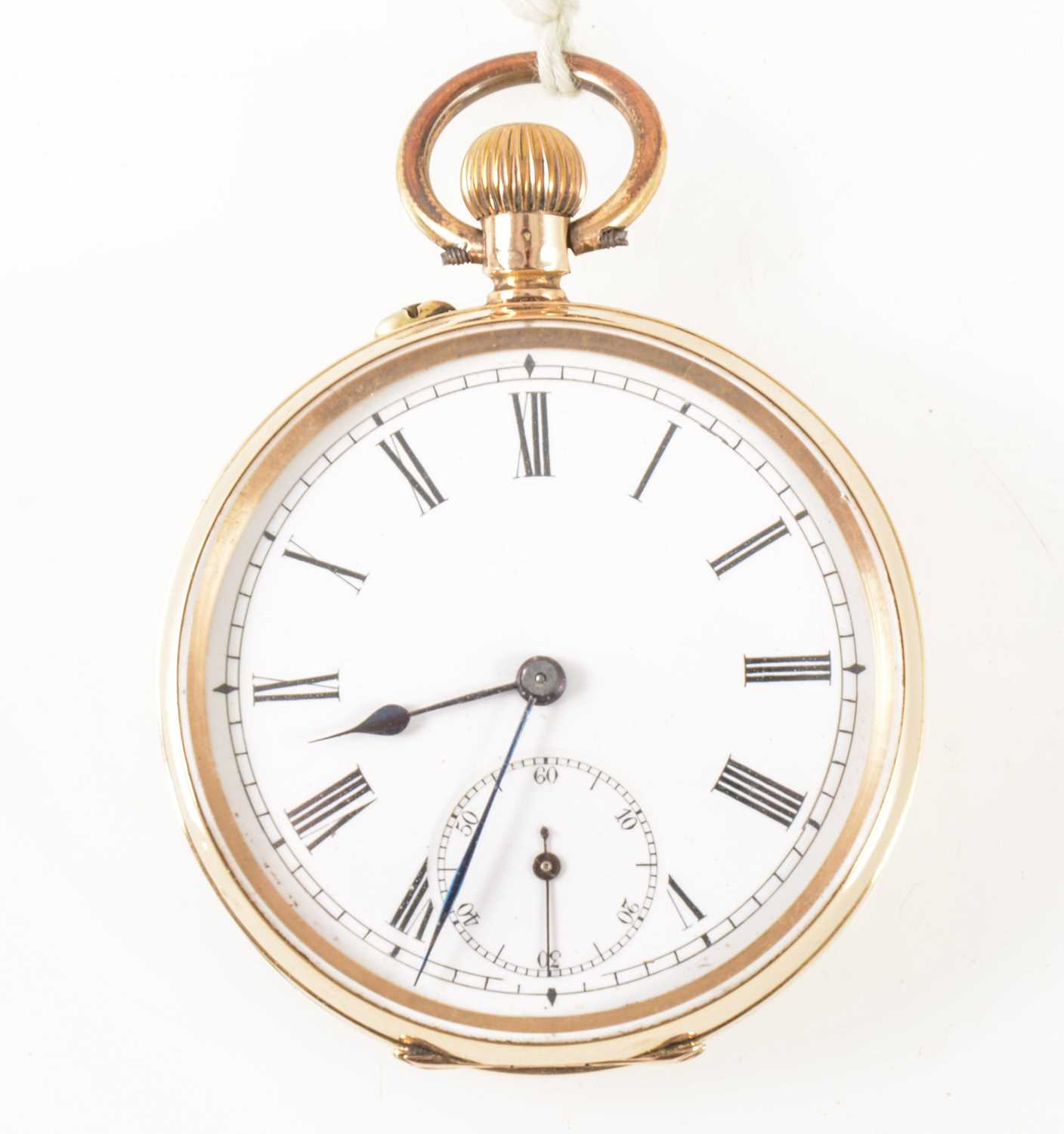 Lot 182 - A small yellow metal open face pocket watch.