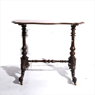 Lot 429 - A Victorian inlaid walnut stretcher table