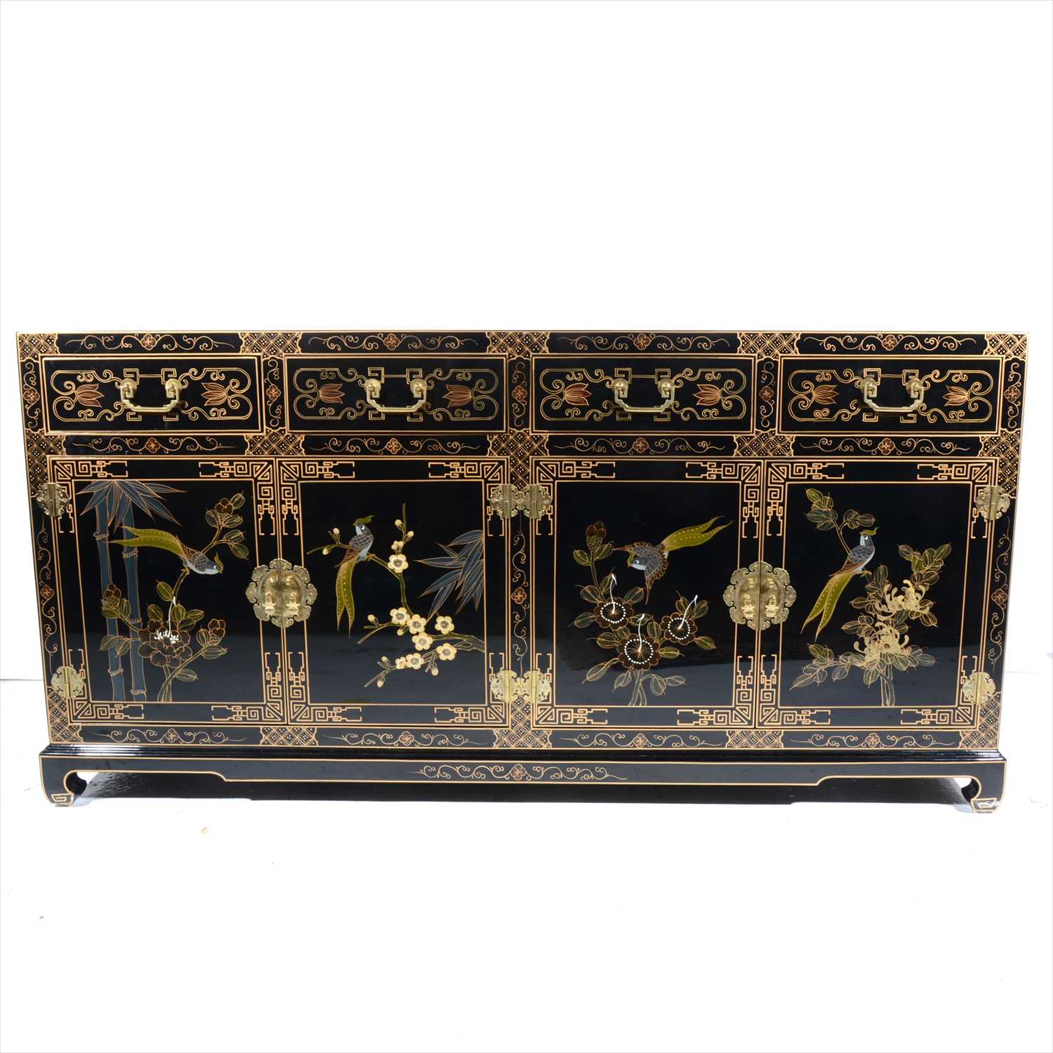 Lot 344 - A Far Eastern black lacquered sideboard