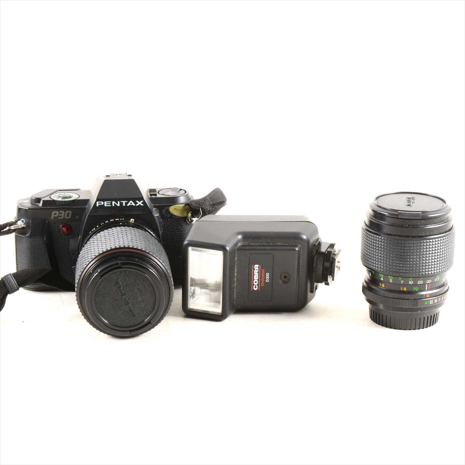Lot 138 Pentax P30 camera, lenses, filter, etc.