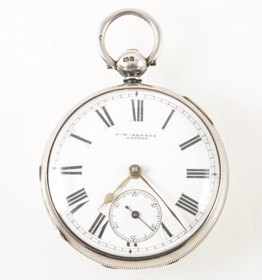 Lot 210 - J W Benson London -a silver open face pocket watch.