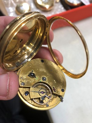 Lot 180 - A small  18 carat yellow gold open face pocket watch.