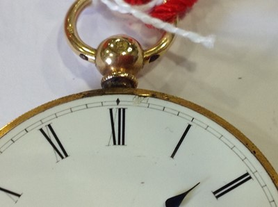 Lot 180 - A small  18 carat yellow gold open face pocket watch.