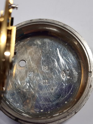 Lot 203 - A silver pair case pocket watch