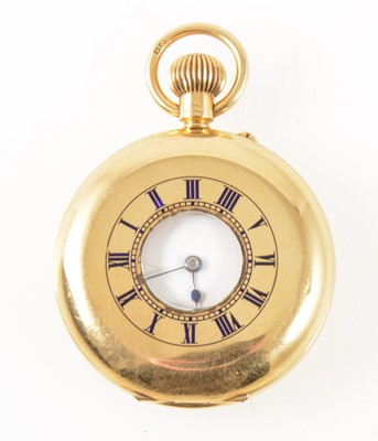 Lot 186 - G&T Young - a small 18 carat yellow gold demi hunter pocket watch.