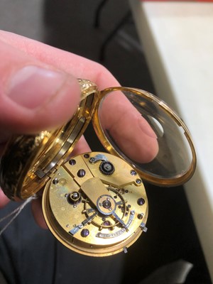 Lot 177 - An 18 carat yellow gold open face pocket watch.