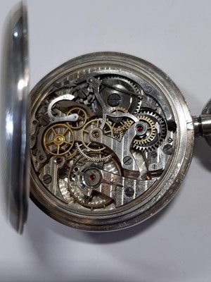 Lot 206 - A silver open face chronograph pocket watch.