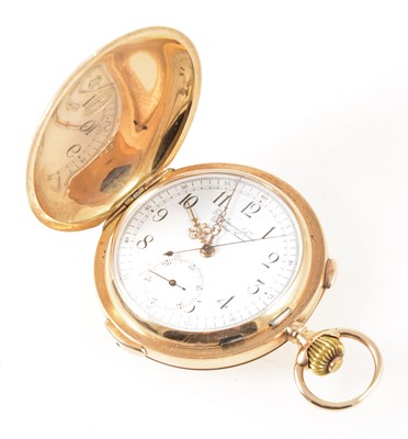 Lot 174 - Audermars Freres Brassus Geneve - quarter hour repeating chronograph full hunter pocket watch.