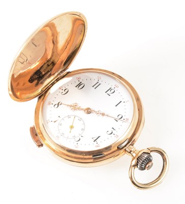 Lot 175 - A quarter hour repeating full hunter pocket watch.