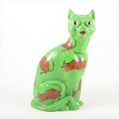 Lot 152A - A rare Foley 'Intarsio Ware' model of a Cat, attributed to Frederick Rhead for Wileman & Co. circa 1900