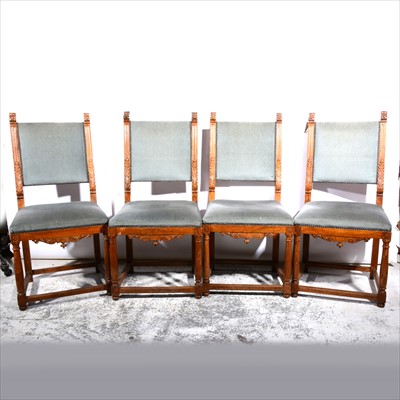 Lot 665 - A set of four walnut dining chairs