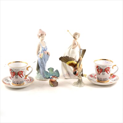Lot 94 - Two Soviet cups and saucers, two Lladro Collector's Society figures, etc