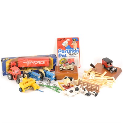 Lot 161 - One box of die-cast models; including Britains Toys Massey Ferguson 135 tractor, Ford 5000 tractors (x2), etc.