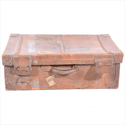 Lot 462 - A vintage leather suitcase, width 77cm.