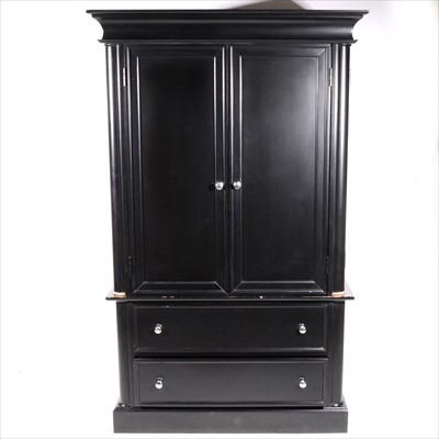 Lot 377 - A Contemporary black finish Gentleman's wardrobe