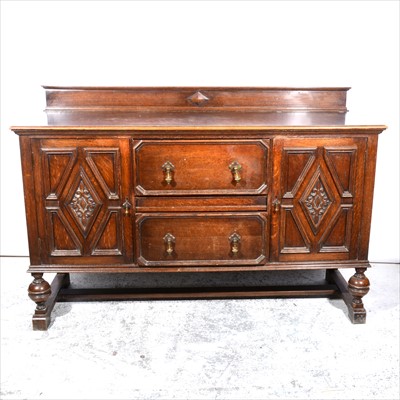 Lot 511A - An oak Jacobean revival, sideboard, fitted...