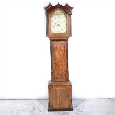 Lot 515 - An oak mahogany and pine longcase clock, bears signature Shepperton, Nottingham