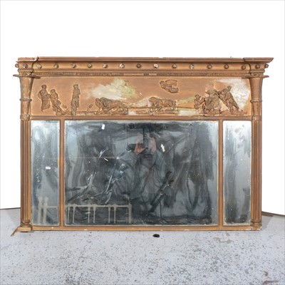 Lot 523 - A Regency painted gilt over-mantel, tripartite...