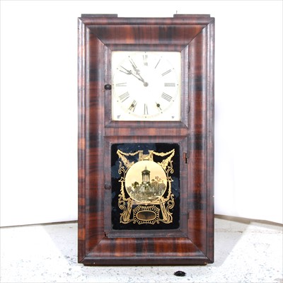 Lot 448 - American walnut shelf clock, rectangular case