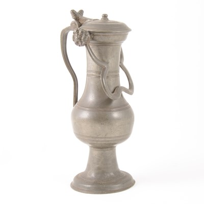 Lot 155 - Two French pewter wine flagons, 18th century