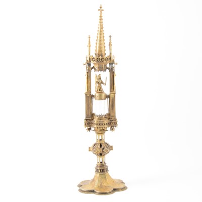 Lot 323 - A Gothic style gilt metal reliquary, probably French, 19th century