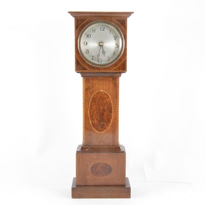 Lot 217 - A novelty mantel clock, designed as a mahogany and yew wood longcase