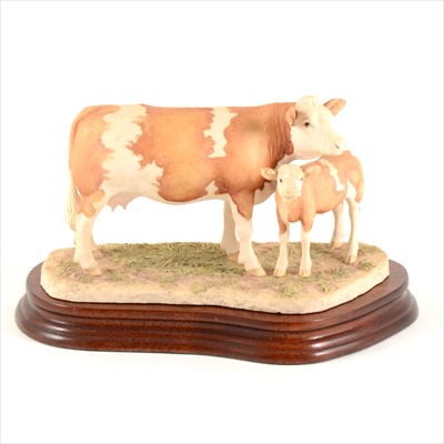 Lot 47 - Border Fine Arts - Simmental Cow and Calf, limited edition 605/1500, boxed.