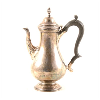 Lot 221 - Edwardian silver coffee pot, maker's marks rubbed, Chester 1904