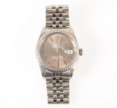 Lot 168 - Rolex - a gentleman's Oyster Perpetual Datejust stainless steel wrist watch.