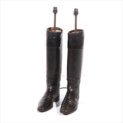 Lot 114 - A pair of novelty table lamps, adapted from riding boots