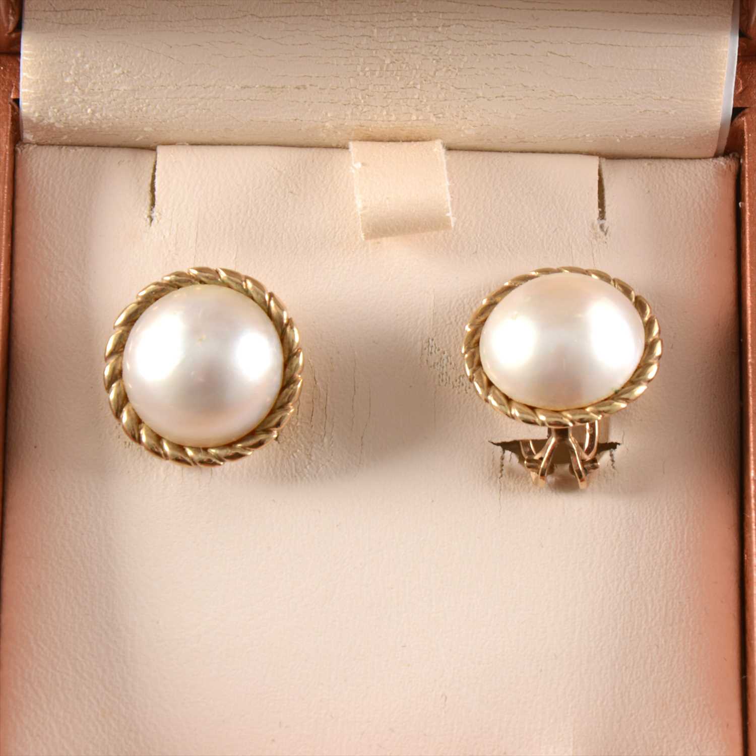 Lot 266 - A pair of mabe pearl earrings.