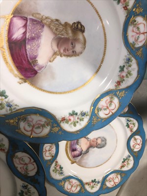 Lot 53 - Pair of Victorian porcelain chargers, etc.