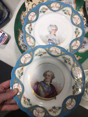 Lot 53 - Pair of Victorian porcelain chargers, etc.