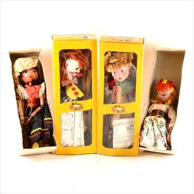 Lot 93 - Four boxed Pelham Puppets, Bimbo, Gretel, two Austrian girls.