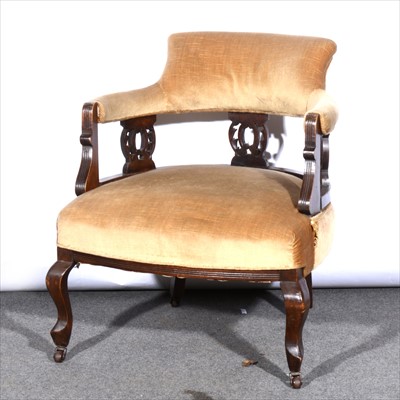 Lot 544 - An Edwardian stained wood tub chair, gold...