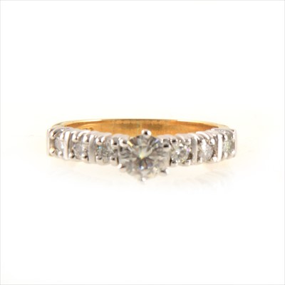 Lot 436 - A Charles & Colvard synthetic moissanite solitaire ring.