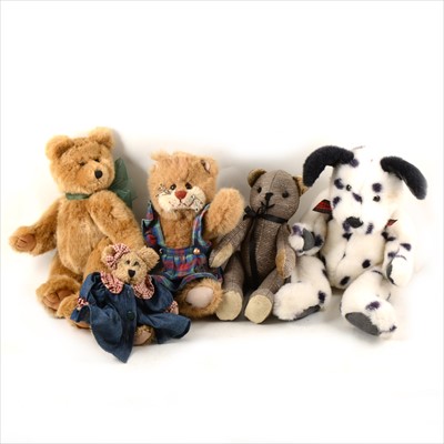 Lot 180 - Five Plush soft toys and bears, to include Russ, Winnie Emm and others.