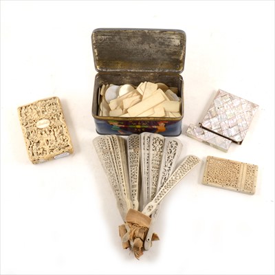 Lot 316 - Chinese carved ivory card case, etc.