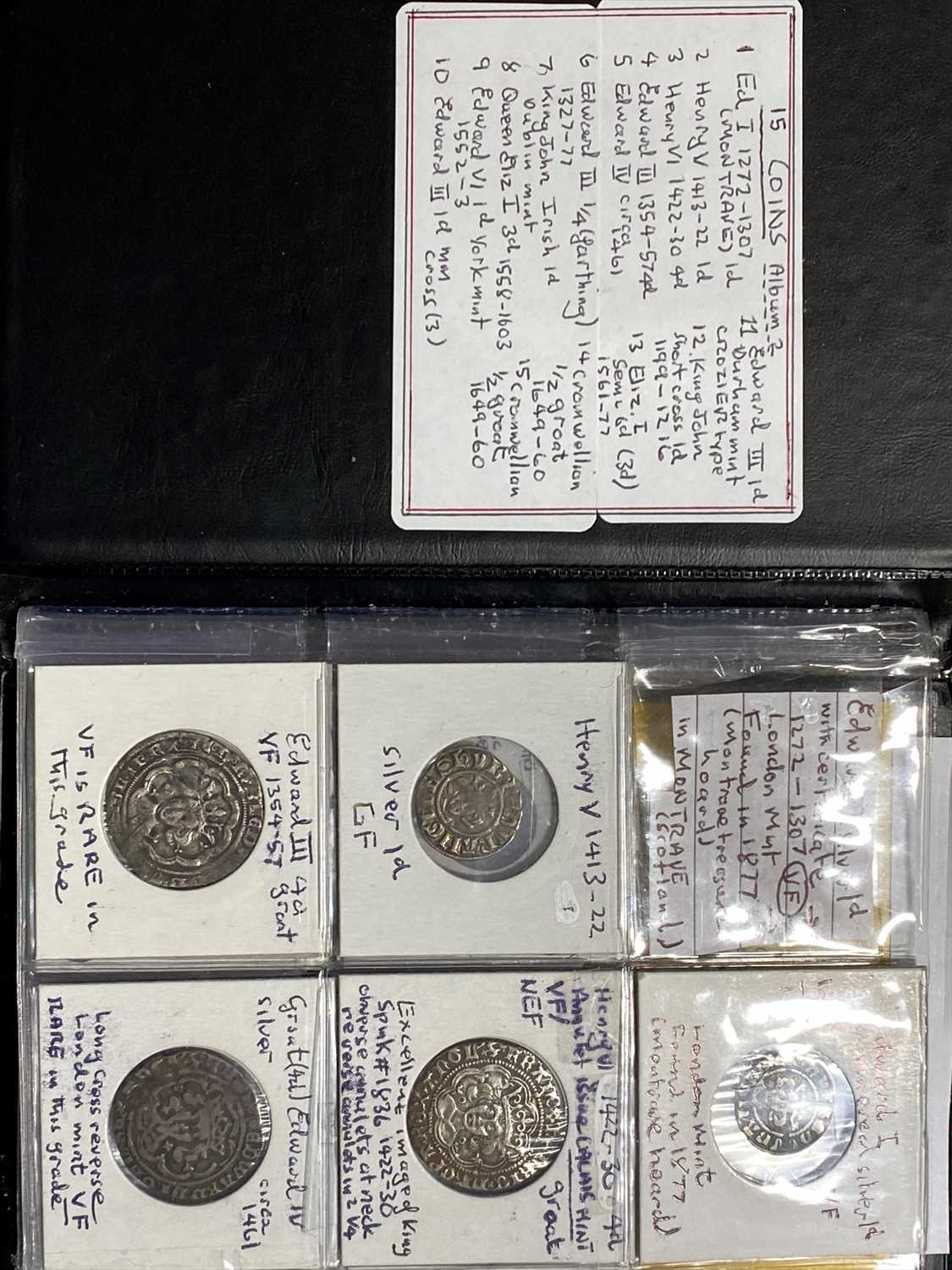 Lot 354 - Album of 15 hammered coins from King John to the Cromwellian era.