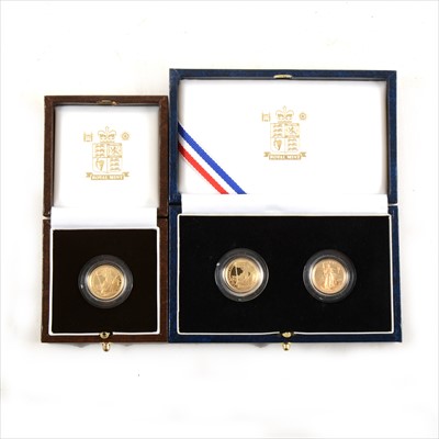 Lot 342 - Royal Mint 1996 Ladies of Freedom gold proof £10 Britannia and $5 Liberty two coin set