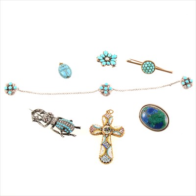 Lot 458 - A collection of vintage turquoise jewellery.