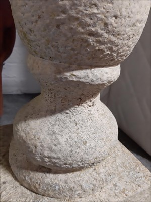 Lot 435 - A concrete pedestal garden urn, campagna shape bowl