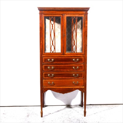 Lot 476 - An Edwardian inlaid mahogany music/display cabinet