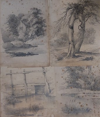 Lot 372 - A collection of mid-19th Century silhouettes, studio photographs, plus a series of sketches of trees dated 1821.