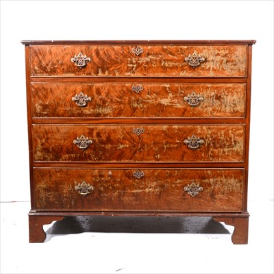 Lot 363 - A Georgian style walnut veneered chest of drawers