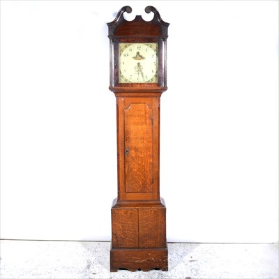 Lot 455 - An oak and mahogany longcase clock