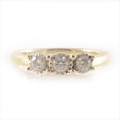 Lot 287 - A diamond three stone ring.